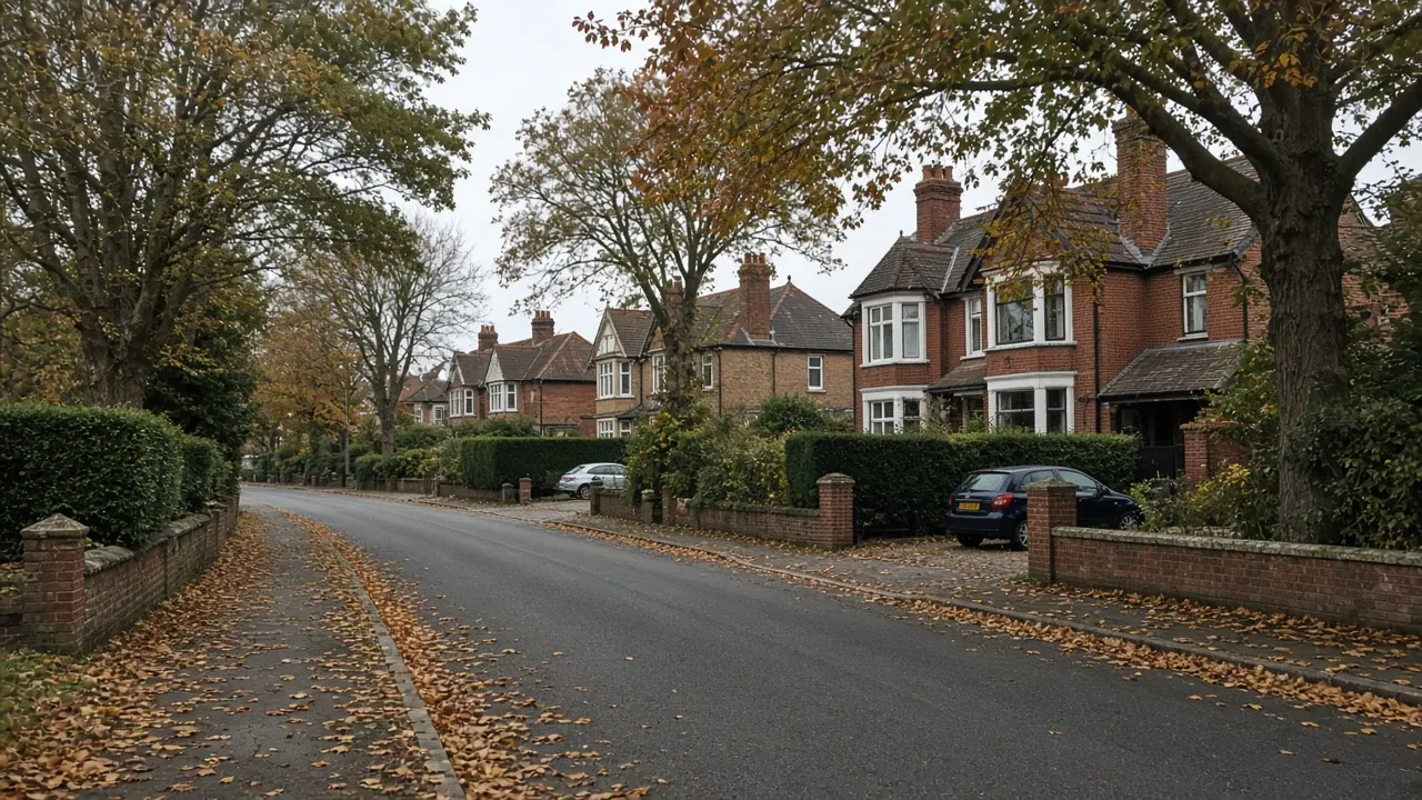 Example image: a leafy road of large detached Edwardian and 1920s houses in Darlington